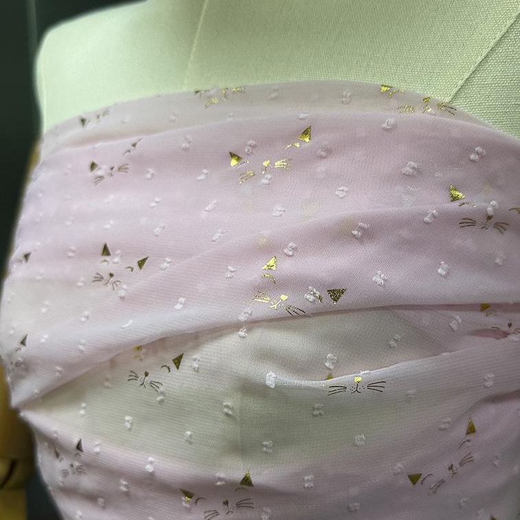 Cat Foil Cut Flower Fabric