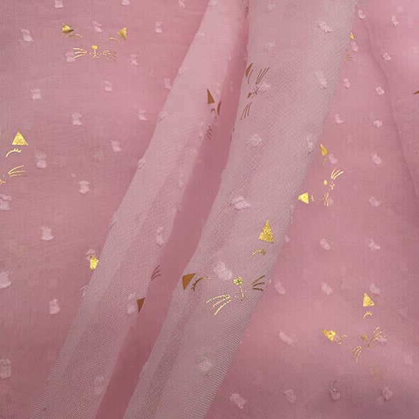 Cat Foil Cut Flower Fabric