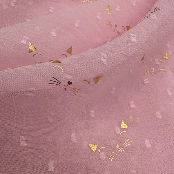 Cat Foil Cut Flower Fabric