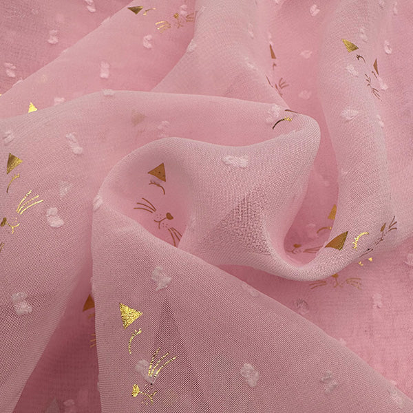 Cat Foil Cut Flower Fabric