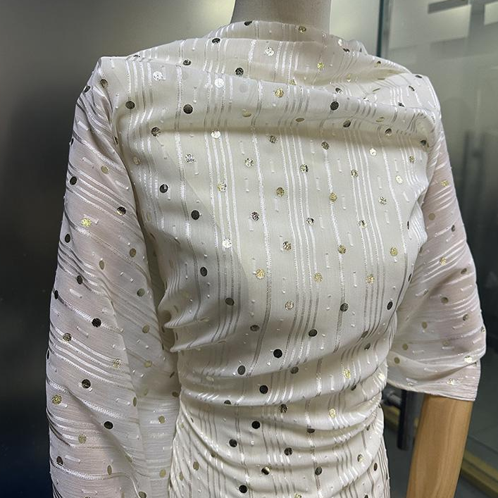 Gold Yarn Foil Cut Flower Fabric