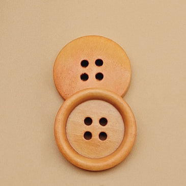 Natural Wooden Buttons - 4-Hole for Shirts, Kidswear, and Coats
