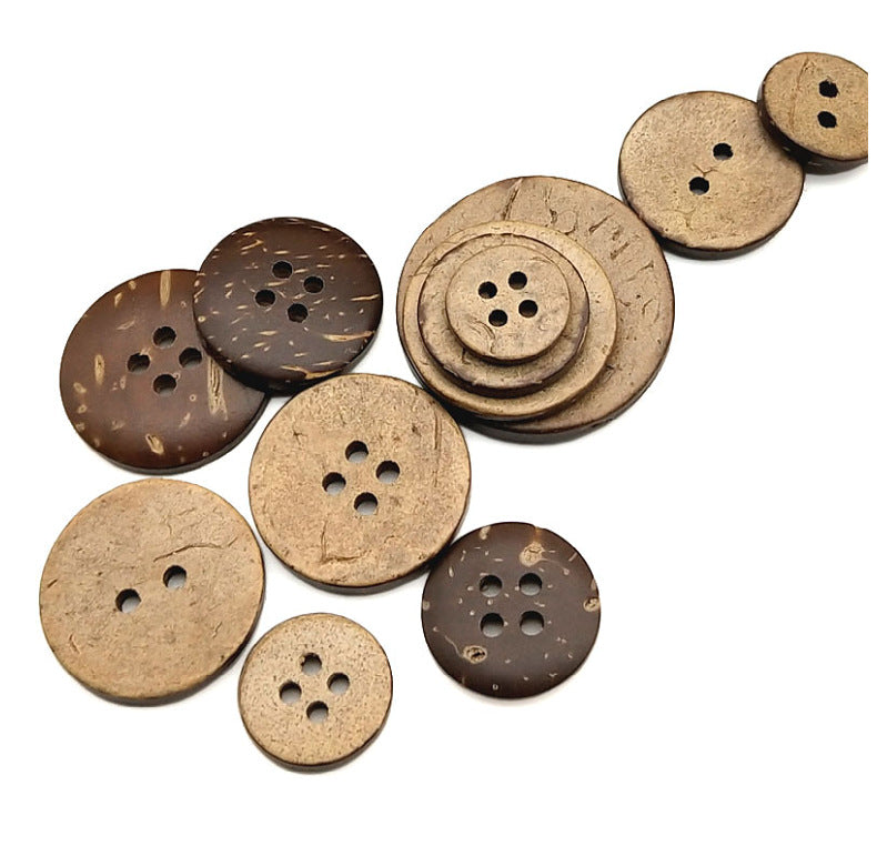 Eco-Friendly Coconut Shell Buttons - 2-Hole & 4-Hole for Clothing & Sweaters.