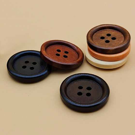 Natural Wooden Buttons - 4-Hole for Shirts, Kidswear, and Coats