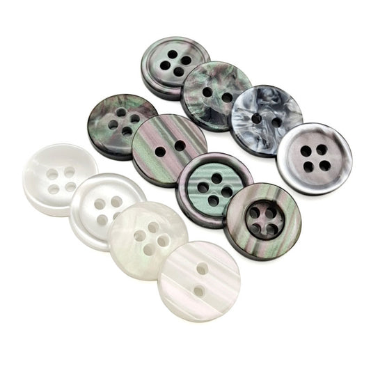 Elegant Imitation Shell Resin Buttons - 2-Hole & 4-Hole for Shirts & Kidswear