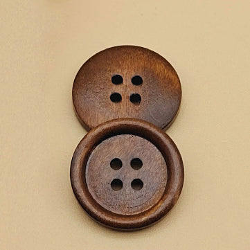 Natural Wooden Buttons - 4-Hole for Shirts, Kidswear, and Coats
