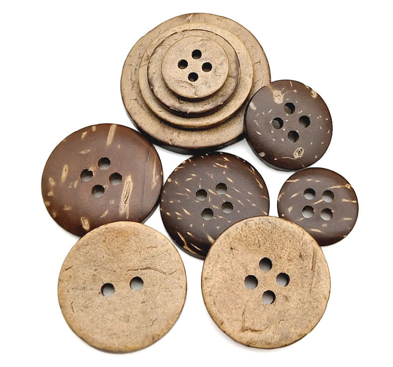 Eco-Friendly Coconut Shell Buttons - 2-Hole & 4-Hole for Clothing & Sweaters.
