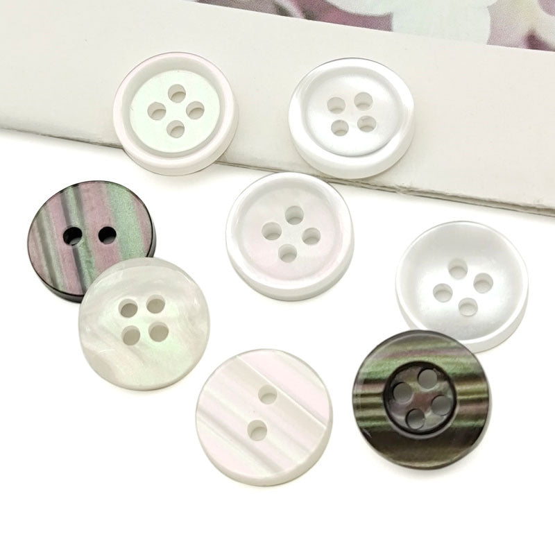 Elegant Imitation Shell Resin Buttons - 2-Hole & 4-Hole for Shirts & Kidswear