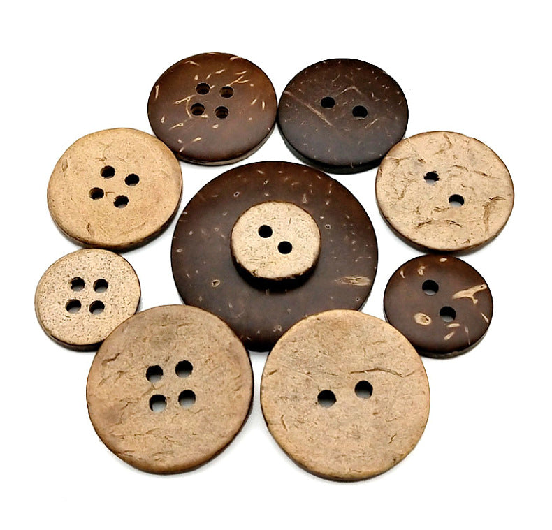 Eco-Friendly Coconut Shell Buttons - 2-Hole & 4-Hole for Clothing & Sweaters.