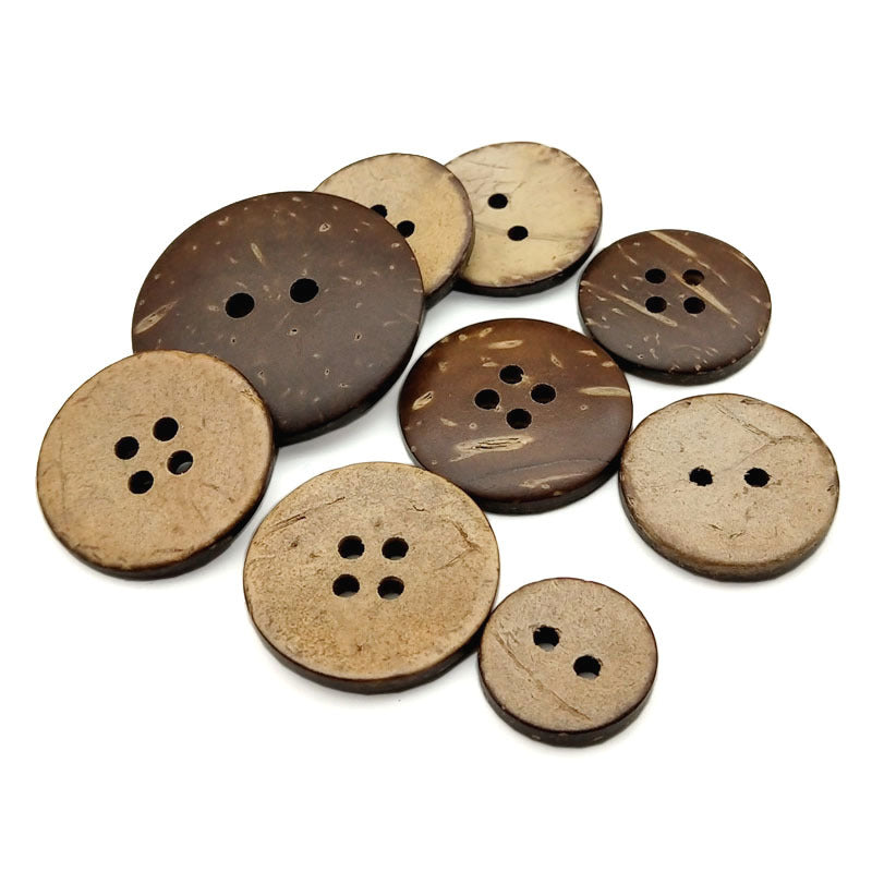 Eco-Friendly Coconut Shell Buttons - 2-Hole & 4-Hole for Clothing & Sweaters.