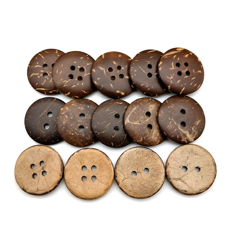 Eco-Friendly Coconut Shell Buttons - 2-Hole & 4-Hole for Clothing & Sweaters.